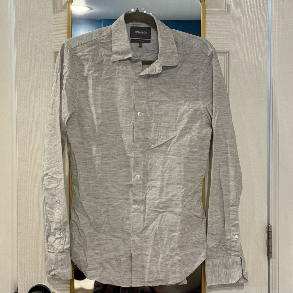 BONOBOS Patterned Button-Up Shirt - Gray / White